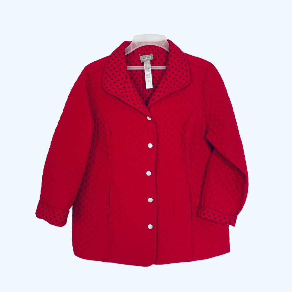 Chico’s Red Quilted Jacket, Chico’s size 2 - US size 12/14